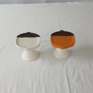 NWT  Two Ceramic Pedestal Acorn Decor-